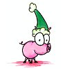 a cartoon christmas polar bear and a pig dressed like an elf avatar
