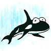 an avatar icon of a killer whale in the sea 100 px by 100 pixels