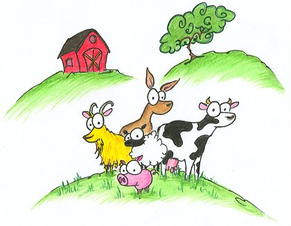farm animals goat donkey cow sheep pig on a farm image for myspace xanga screen background