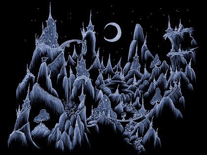 a screen background of a mountain village at night for myspace or facebook or xanga or your desktop