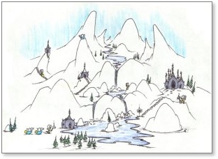 monkey village in the mountain peaks screen wallpaper