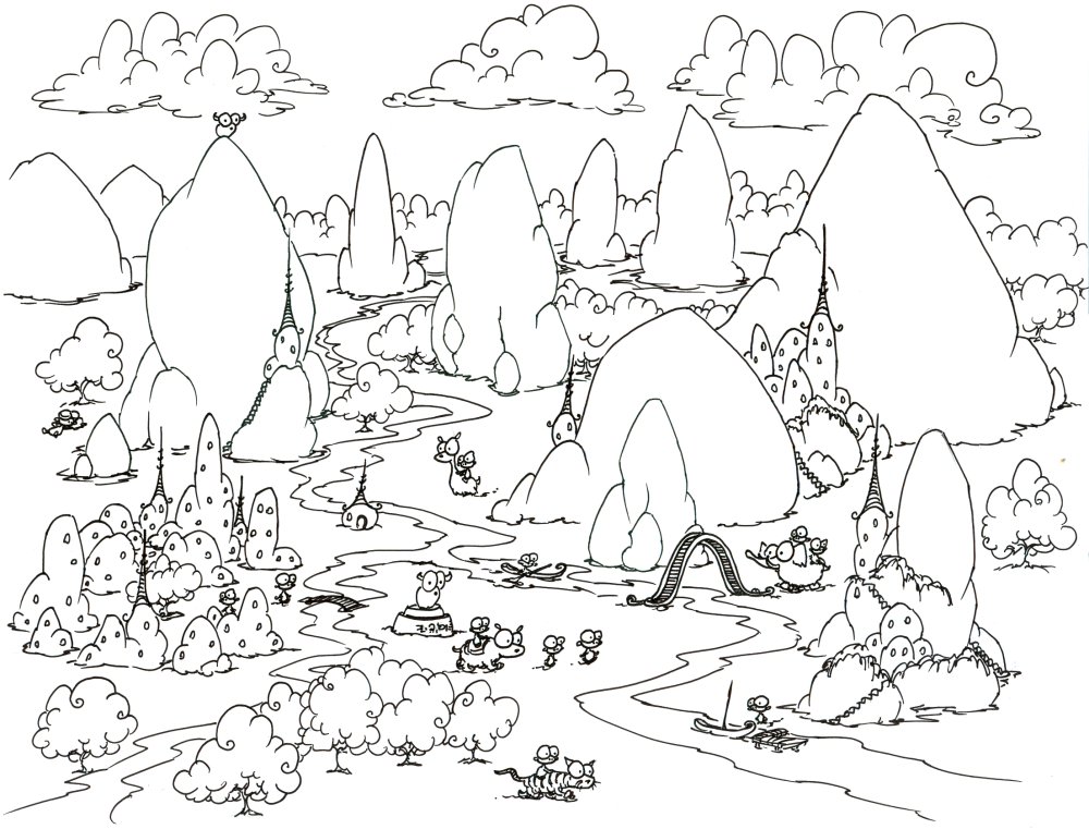 Coloring Pages Castle. coloring page: a mountainous