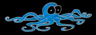 a cartoon blue black octopus