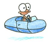 cartoon monkey riding in a hovercar