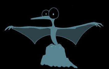 cartoon pterodactyl - idinosaur image with black background