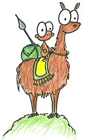 cartoon monkey riding on a llama