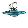 a three eyed alien avatar flying an alien craft
