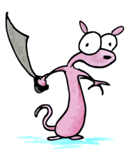 a cartoon illustration of a mongoose with a sword