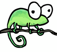 cartoon illustration of a chameleon for notepad ++