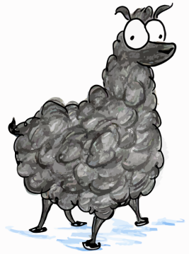 drawing of a black alpaca