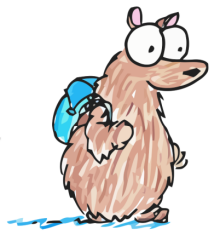 drawing of a bear walking back to school with backpacks