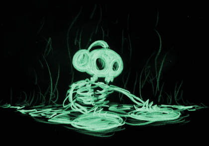 illustration of a a skeleton dj logo
