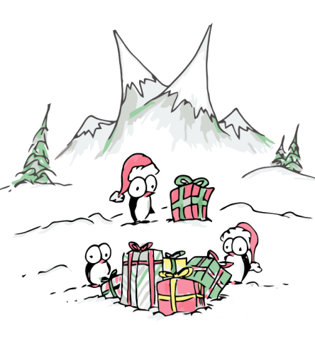illustration of some christmas penguins